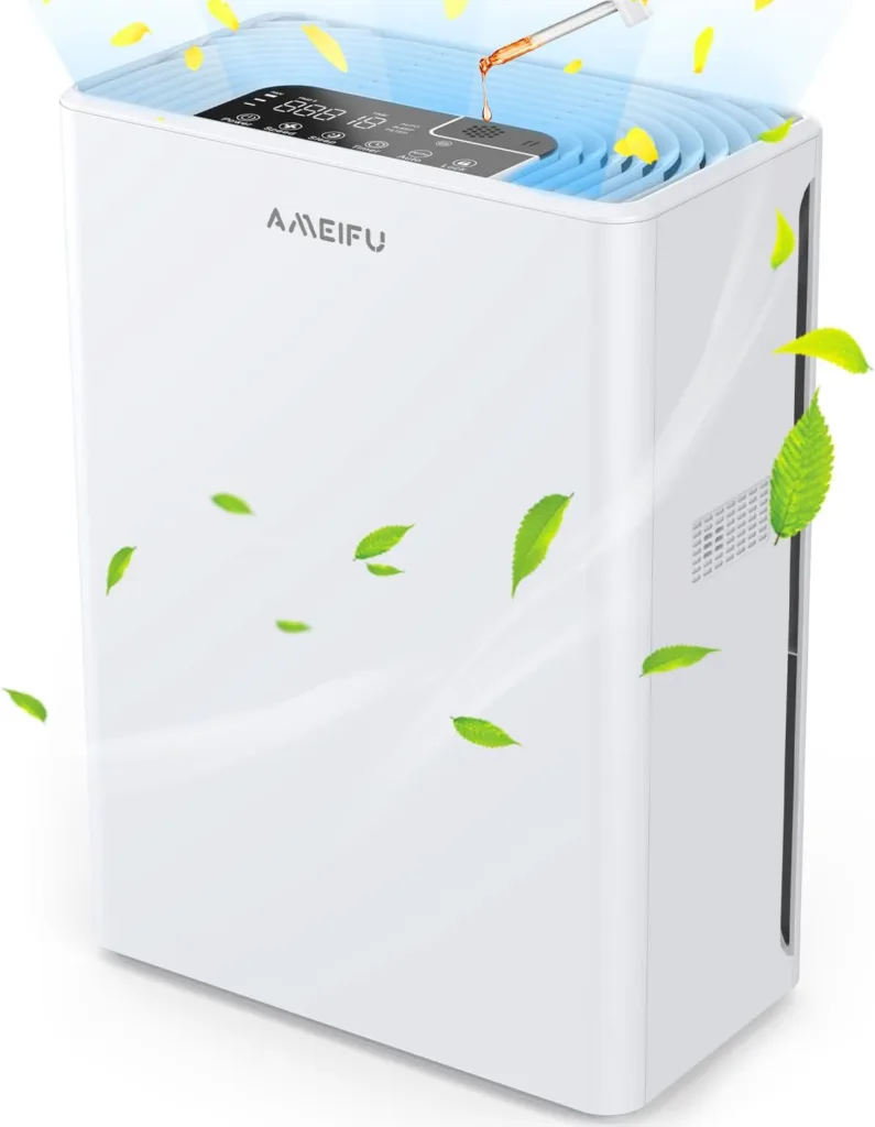AMEIFU Air Purifiers for Home Large Room up to 1740ft² with Washable Fliter Cover, Hepa Air Purifiers, H13 True HEPA Air Filter for Wildfires, Pets Hair, Dander, Smoke, Pollen, 3 Fan Speeds, 5 Timer, Sleep Mode 15DB Air Cleaner
