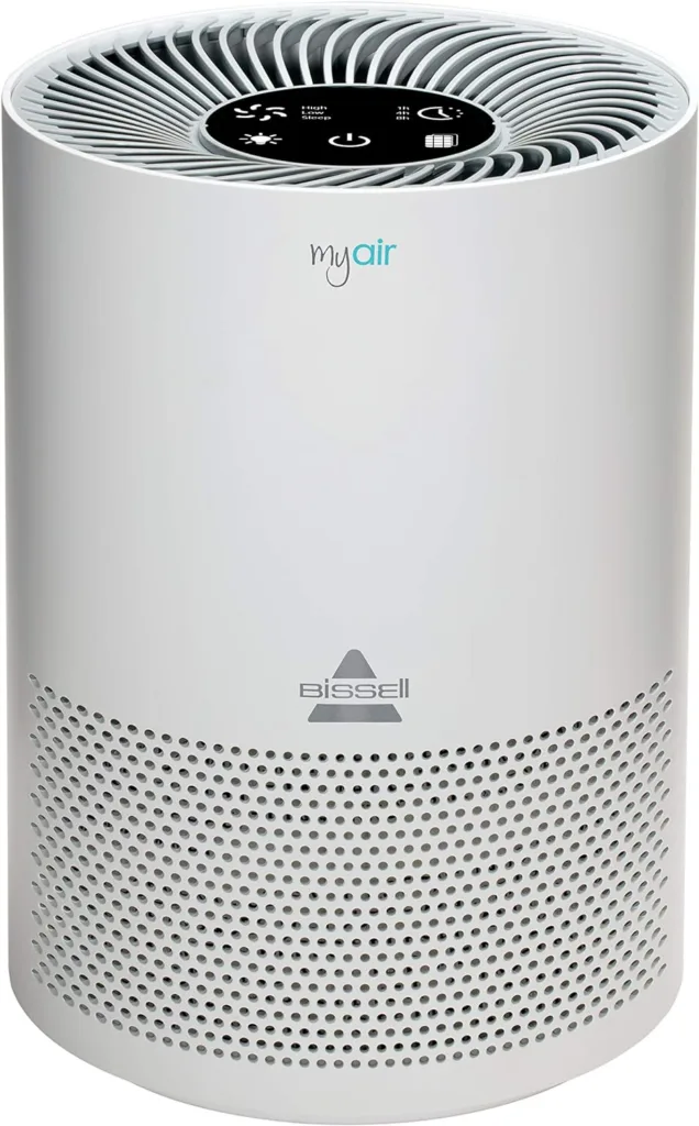 BISSELL MYair Air Purifier with High Efficiency and Carbon Filter for Small Room and Home, Quiet Air Cleaner for Allergens, Pets, Dust, Dander, Pollen, Smoke, Hair, Odors, Timer, 2780A