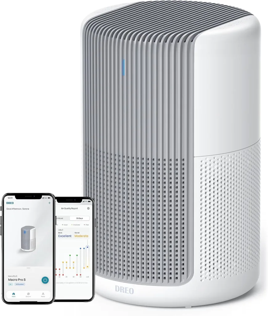Dreo Air Purifiers for Bedroom, Smart WiFi Alexa/Google Control, Fits for Allergy, Pets, H13 True HEPA Filter, Removes Up to 99.97% of Particles Dust Smoke Pollen, 20dB Low Noise, PM2.5 Sensor 6 Modes