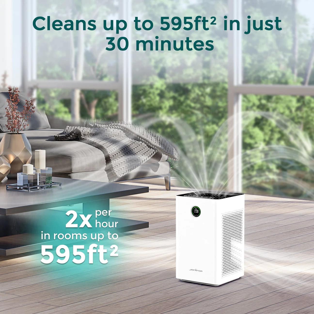 Jafända Air Purifiers for Home Large Room 1190ft² H13 True HEPA Filter, Dimmable Night Light and Activated Carbon Remove 99.97% Dust Smoke Odor Pollen Pets Hair Dander Allergies,Quiet Sleep Mode 23dB