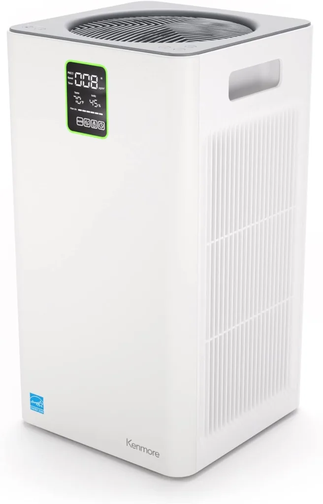 Kenmore PM2010 Air Purifier with H13 True HEPA Filter, Covers Up to 1200 Sq.Foot, 24db SilentClean 3-Stage HEPA Filtration System, 5 Speeds for Home Large Room, Kitchens Bedroom