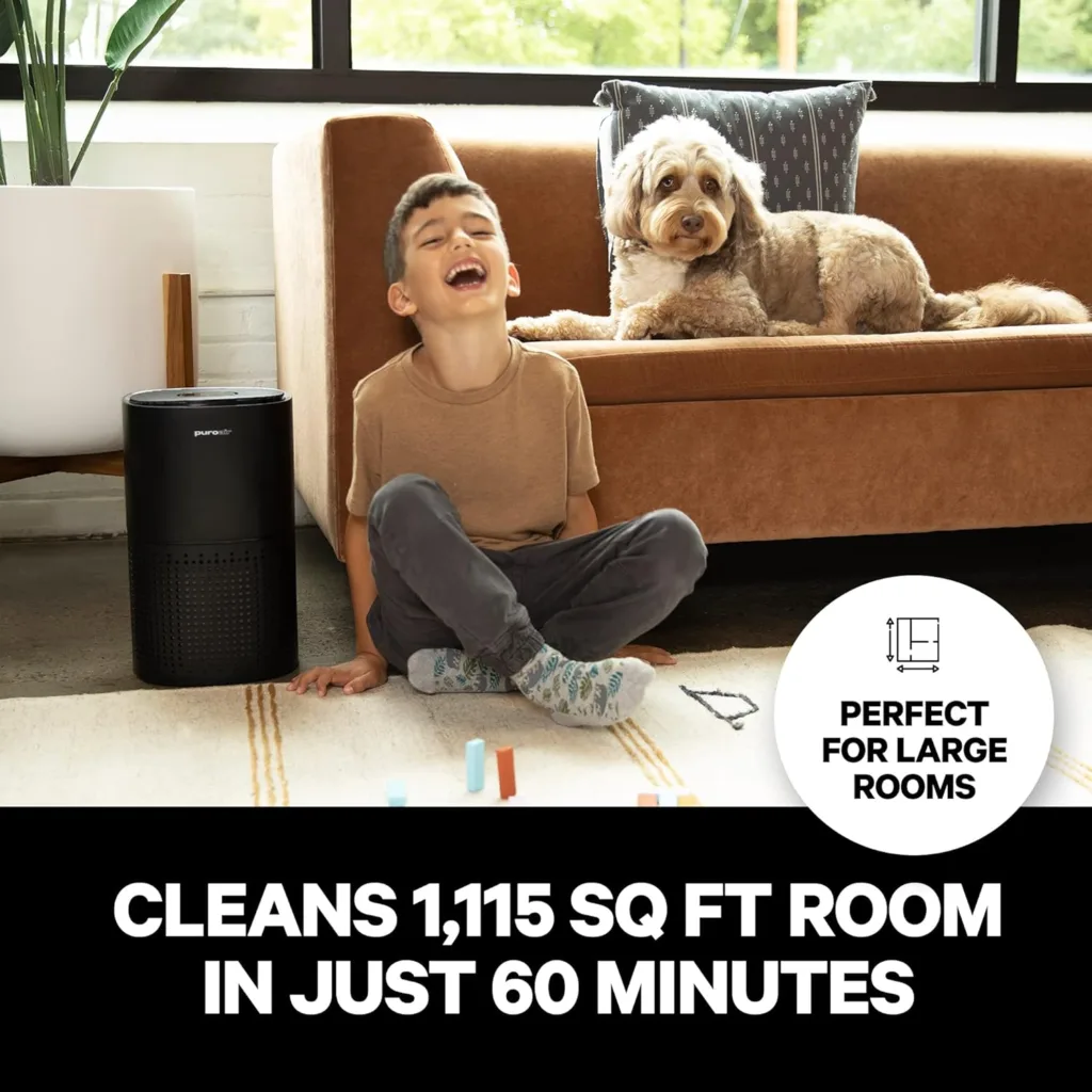 PuroAir HEPA 14 Air Purifier - Covers 1,115 Sq Ft - Hospital-Grade Air Filter - Air Purifier for Allergies - Covers Large Rooms - Filters 99.99% of Pet Dander, Smoke, Allergens, Dust, Odors, Mold