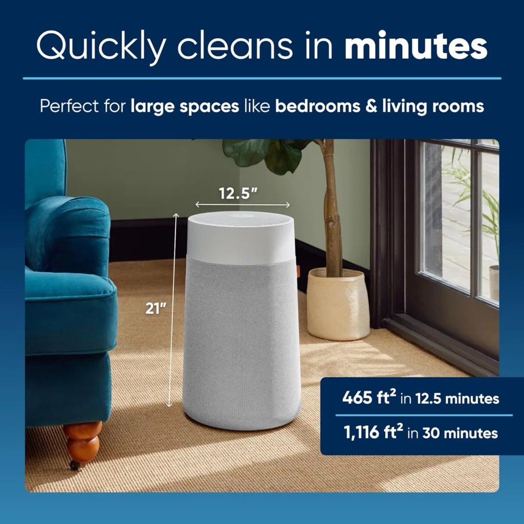 BLUEAIR Air Purifiers for Large Home Room, HEPASilent Air Purifiers for Bedroom, Air Purifiers for Pets Allergies Air Cleaner, Smart Air Purifier, Virus Air Purifier for Dust Mold, Blue Pure 311i+ Max