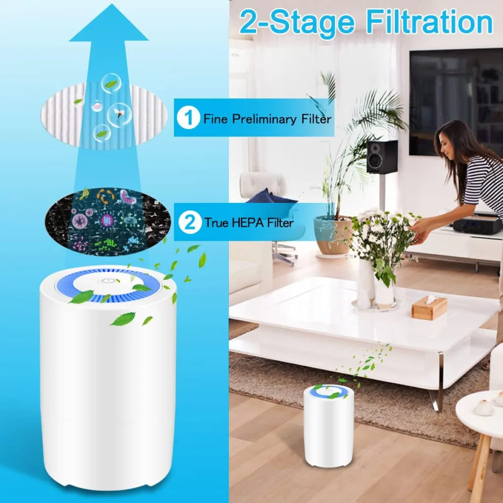 MELEDEN Air Purifiers for Bedroom, Compact HEPA Air Purifier Air Filter for Pollen Dust Smoke Pet Hair, Portable Air Cleaner for Bedroom Kitchen Baby Room.