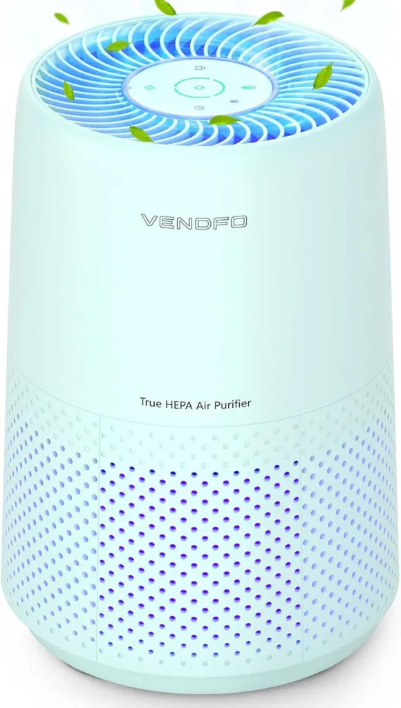 VENDFO Air Purifiers for Bedroom, H13 HEPA Air Purifiers - 24dB Ultra-Quiet Sleep Mode, 360° Outlet Air Cleaner, 99.97% Particle Capture - Perfect for Home, Smoker, Allergies, VF10, Cream Green