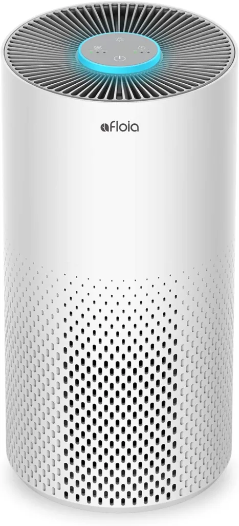 Afloia Air Purifiers for Home Large Room Up to 1076 Ft², H13 True HEPA Air Purifiers for Bedroom 22 dB, Air Purifiers for Pets Dust Dander Mold Pollen, Odor Smoke Eliminator, Kilo White, 7 Color Light