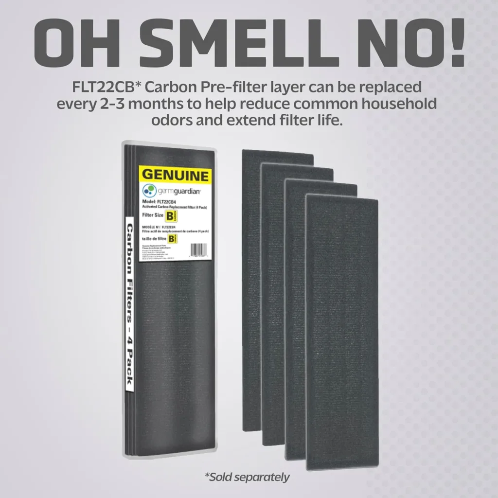 Germ Guardian Filter B HEPA Pure Genuine Air Purifier Replacement Filter, Removes 99.97% of Pollutants for AC4825, AC4300, AC4900, AC4825DLX, AC4850, CDAP4500, AP2200, Black/Yellow, FLT4825