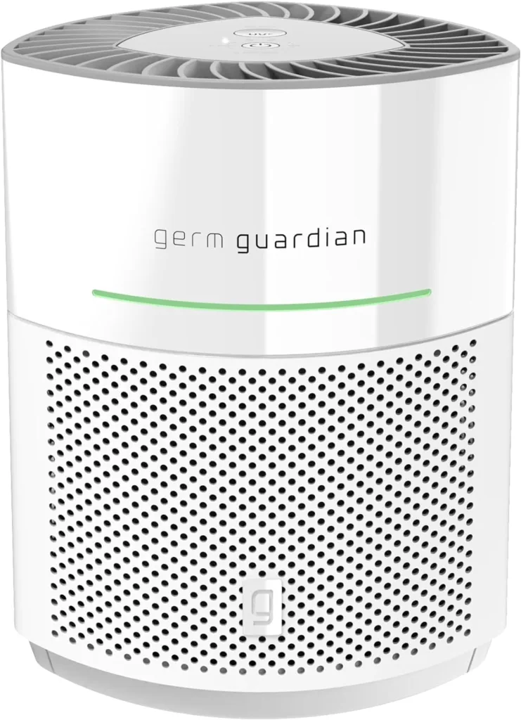 GermGuardian AirSafe+ Intelligent Air Purifier with 360° HEPA 13 Filter, Captures 99.97% of Pollutants, Wildfire Smoke, Large Rooms, Air Quality Sensor, UVC Light, Zero Ozone Verified, White AC3000W