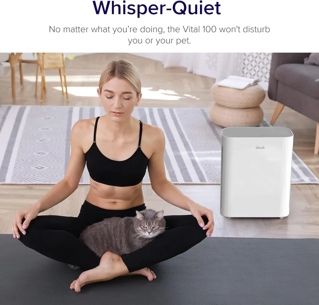 LEVOIT Air Purifiers for Home Large Room, HEPA Filter Cleaner with Washable Filter for Allergies, Smoke, Dust, Pollen, Quiet Odor Eliminators for Bedroom, Pet Hair Remover, Vital 100, White