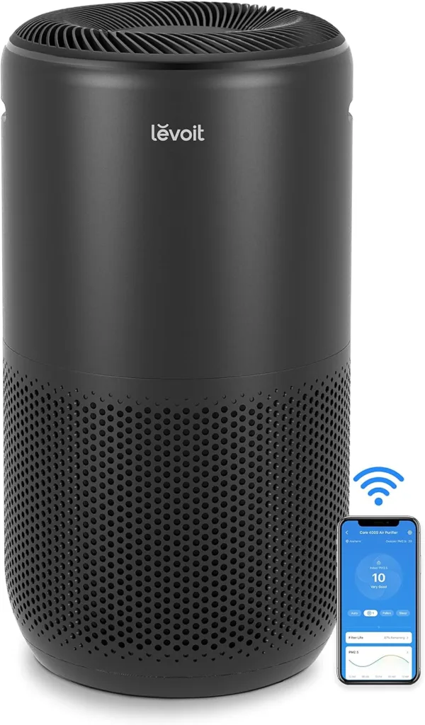 LEVOIT Air Purifiers for Home Large Room Up to 1980 Ft² in 1 Hr With Air Quality Monitor, Smart WiFi and Auto Mode, HEPA Filter Captures Pet Allergies, Smoke, Dust, Pollen, Core 400S, White