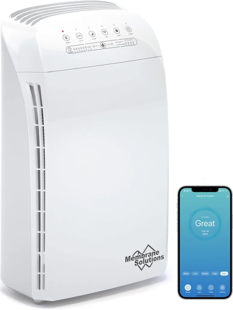 MSA3S Smart Air Purifier for Home Large Room, H13 HEPA Filter Air Cleaner With Air Quality Monitor, Smart WiFi, Alexa APP Control, Auto Mode Air Purifiers Remove 99.97% Allergens Dust Odor Smoke Pollen